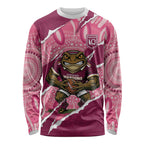 QLD Maroons Rugby Custom Long Sleeve Shirt Go Cane Toads Sporty Aboriginal Art