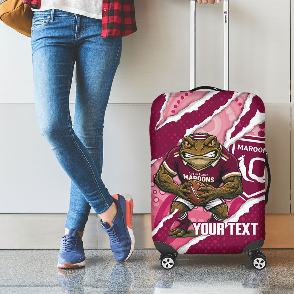 QLD Maroons Rugby Custom Luggage Cover Go Cane Toads Sporty Aboriginal Art