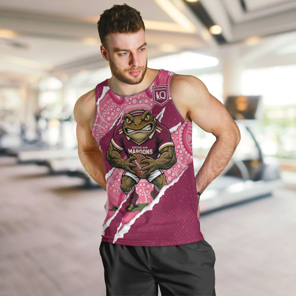 QLD Maroons Rugby Custom Men Tank Top Go Cane Toads Sporty Aboriginal Art