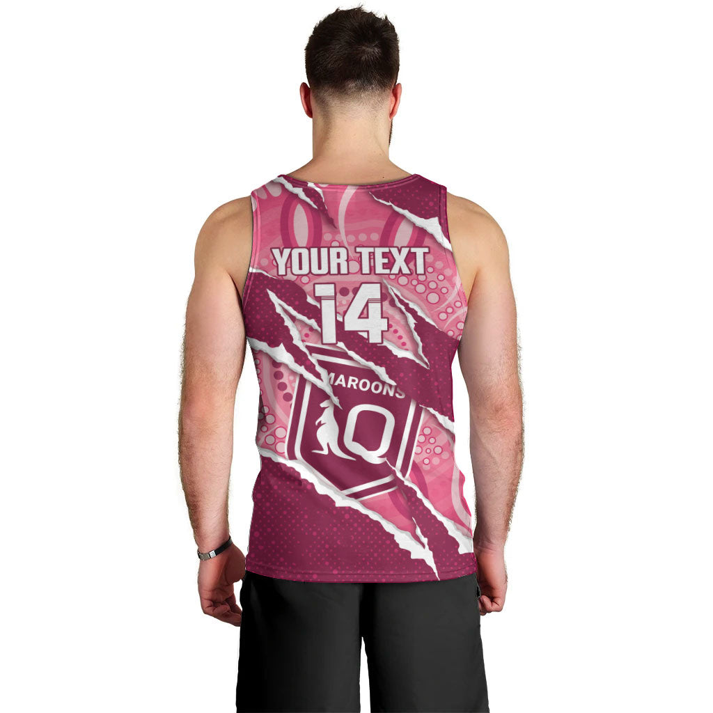 QLD Maroons Rugby Custom Men Tank Top Go Cane Toads Sporty Aboriginal Art