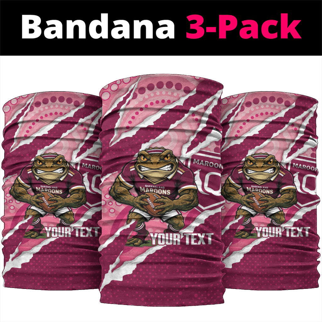 QLD Maroons Rugby Custom Neck Gaiter Go Cane Toads Sporty Aboriginal Art