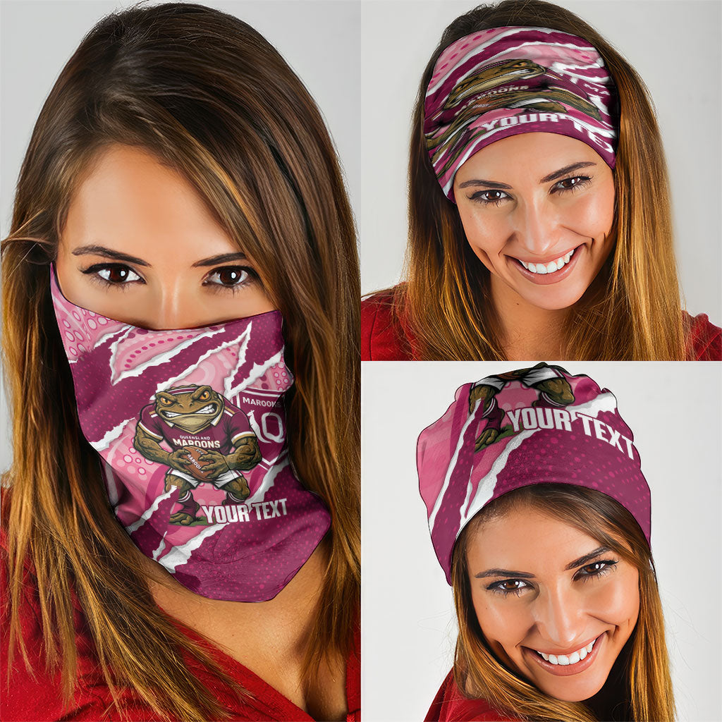 QLD Maroons Rugby Custom Neck Gaiter Go Cane Toads Sporty Aboriginal Art