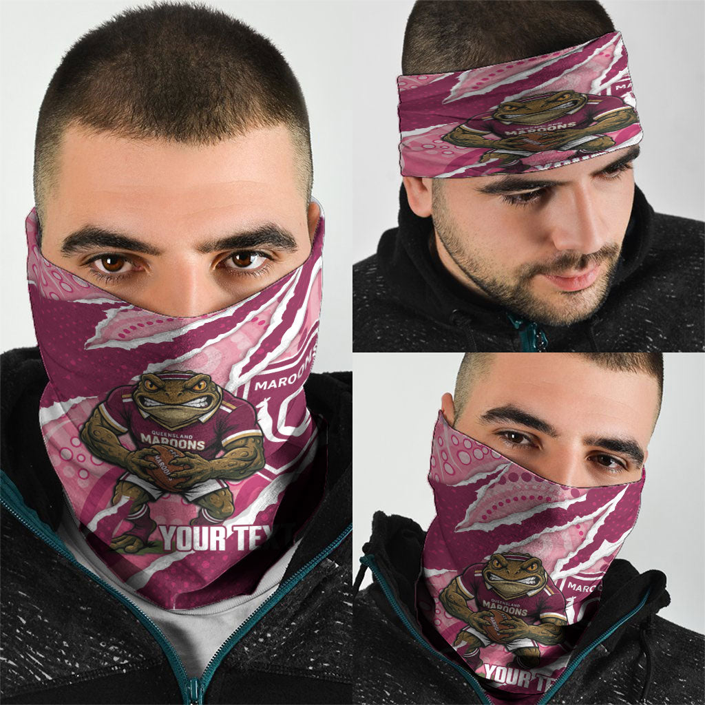 QLD Maroons Rugby Custom Neck Gaiter Go Cane Toads Sporty Aboriginal Art