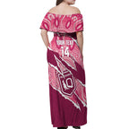 QLD Maroons Rugby Custom Off Shoulder Maxi Dress Go Cane Toads Sporty Aboriginal Art