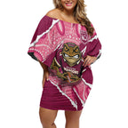 QLD Maroons Rugby Custom Off Shoulder Short Dress Go Cane Toads Sporty Aboriginal Art