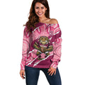 QLD Maroons Rugby Custom Off Shoulder Sweater Go Cane Toads Sporty Aboriginal Art
