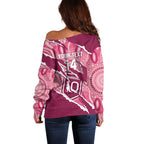 QLD Maroons Rugby Custom Off Shoulder Sweater Go Cane Toads Sporty Aboriginal Art