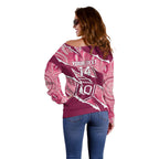 QLD Maroons Rugby Custom Off Shoulder Sweater Go Cane Toads Sporty Aboriginal Art