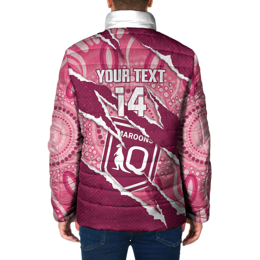 QLD Maroons Rugby Custom Padded Jacket Go Cane Toads Sporty Aboriginal Art