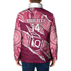 QLD Maroons Rugby Custom Padded Jacket Go Cane Toads Sporty Aboriginal Art