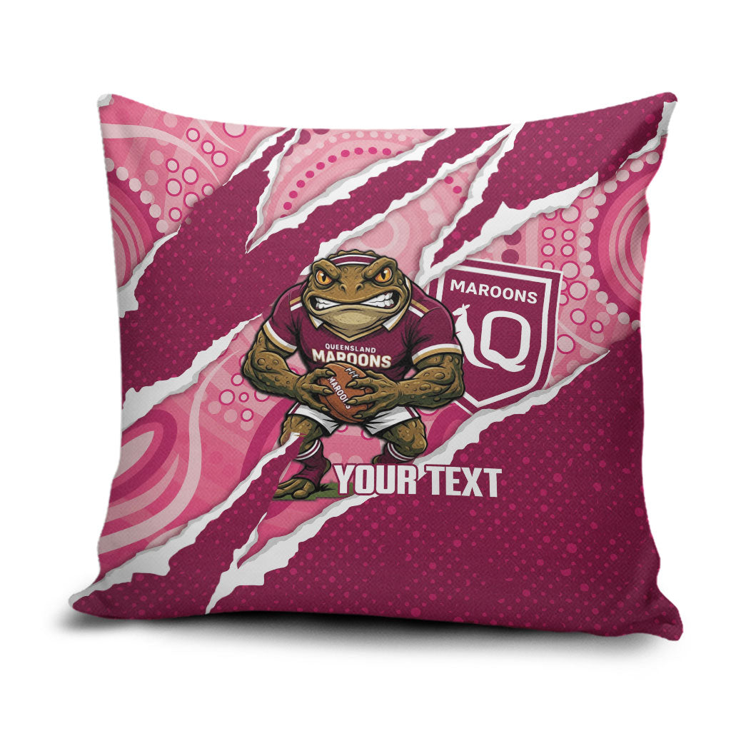 QLD Maroons Rugby Custom Pillow Cover Go Cane Toads Sporty Aboriginal Art