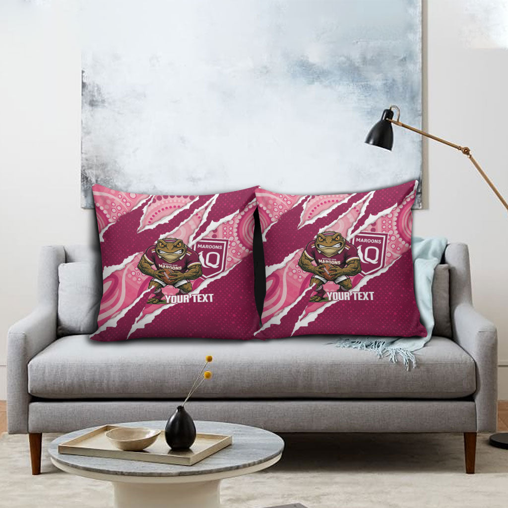 QLD Maroons Rugby Custom Pillow Cover Go Cane Toads Sporty Aboriginal Art