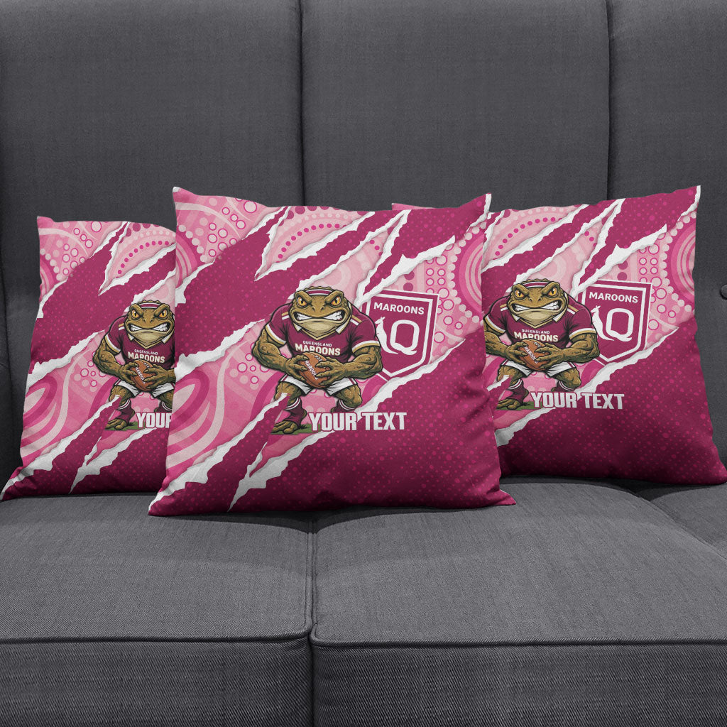 QLD Maroons Rugby Custom Pillow Cover Go Cane Toads Sporty Aboriginal Art