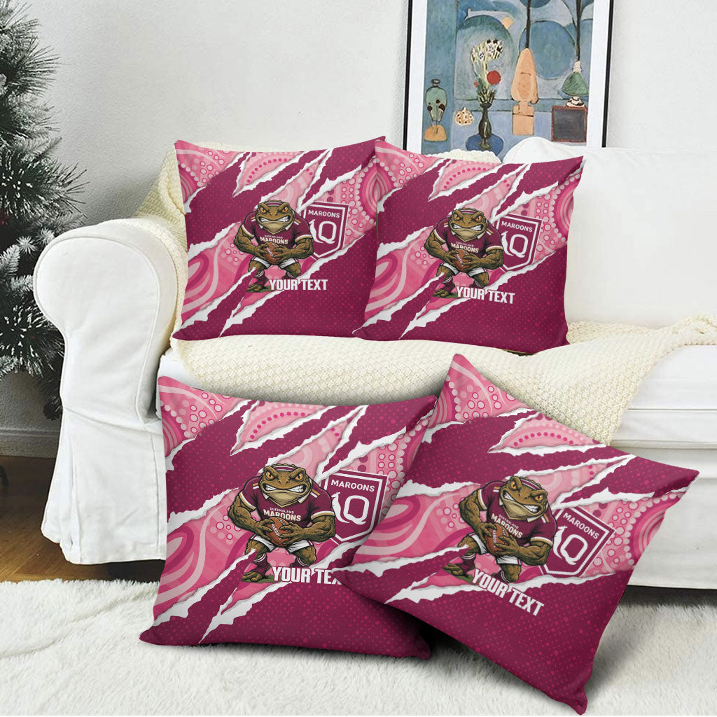 QLD Maroons Rugby Custom Pillow Cover Go Cane Toads Sporty Aboriginal Art
