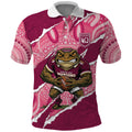 QLD Maroons Rugby Custom Polo Shirt Go Cane Toads Sporty Aboriginal Art