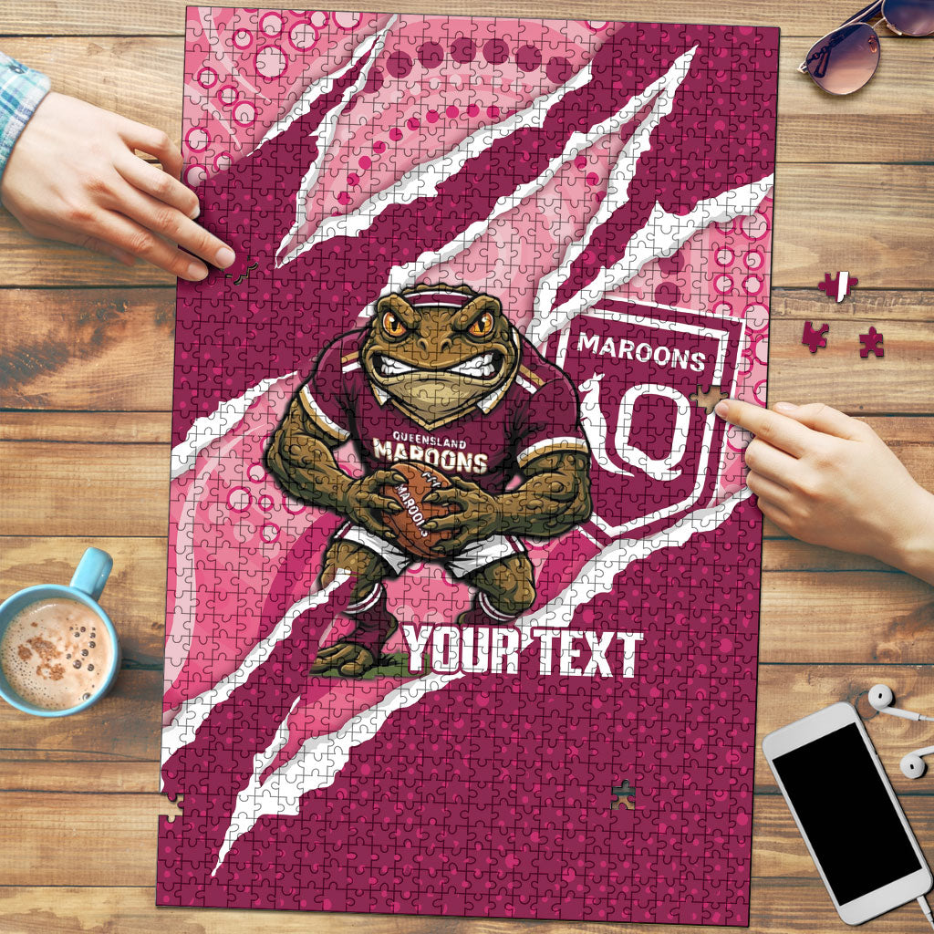 QLD Maroons Rugby Custom Puzzle Go Cane Toads Sporty Aboriginal Art