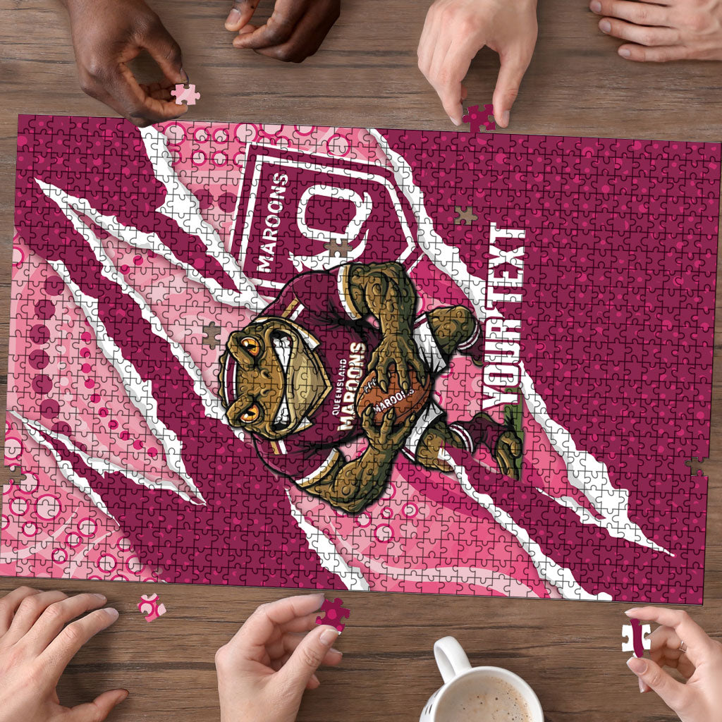 QLD Maroons Rugby Custom Puzzle Go Cane Toads Sporty Aboriginal Art