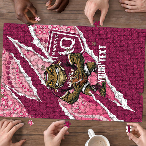 QLD Maroons Rugby Custom Puzzle Go Cane Toads Sporty Aboriginal Art