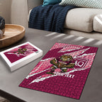 QLD Maroons Rugby Custom Puzzle Go Cane Toads Sporty Aboriginal Art