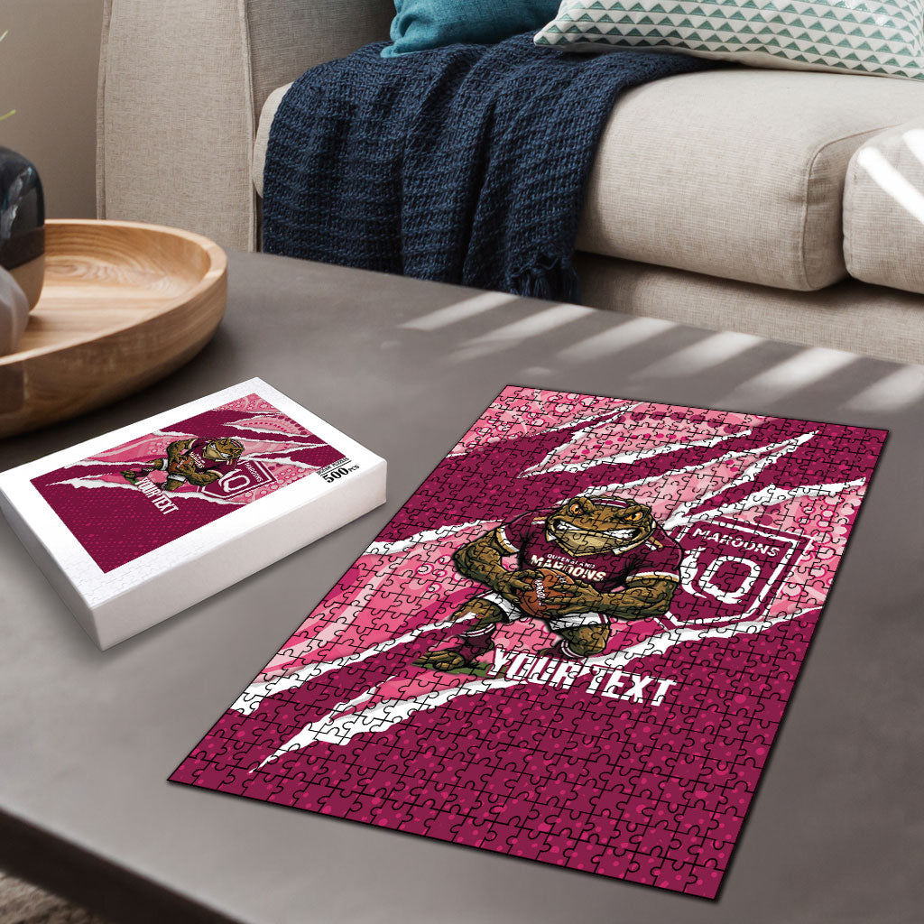 QLD Maroons Rugby Custom Puzzle Go Cane Toads Sporty Aboriginal Art