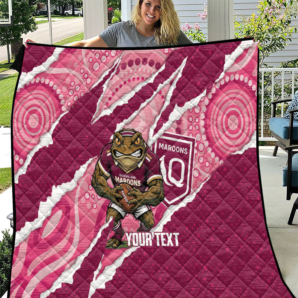 QLD Maroons Rugby Custom Quilt Go Cane Toads Sporty Aboriginal Art