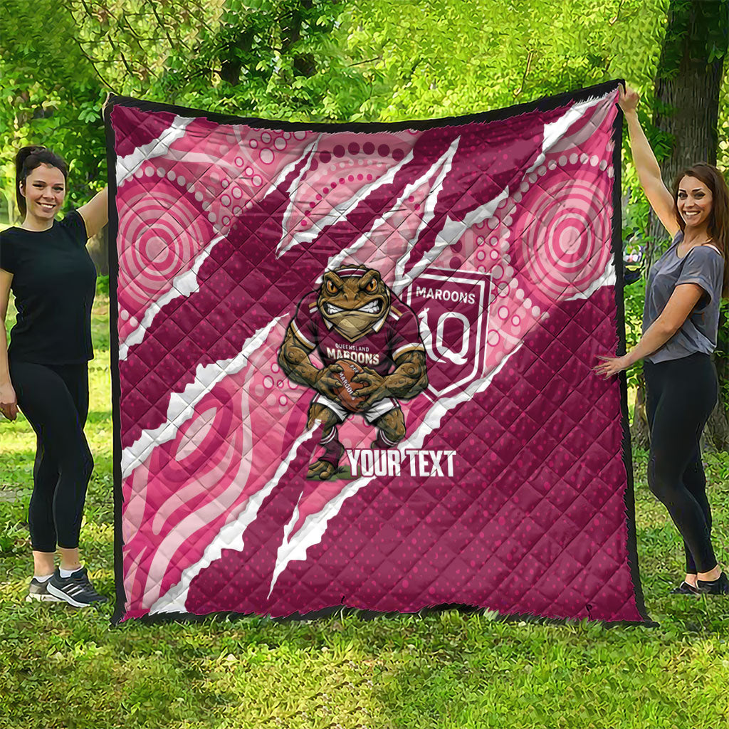 QLD Maroons Rugby Custom Quilt Go Cane Toads Sporty Aboriginal Art