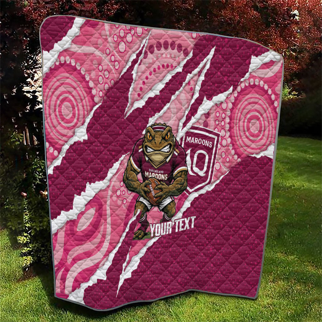 QLD Maroons Rugby Custom Quilt Go Cane Toads Sporty Aboriginal Art