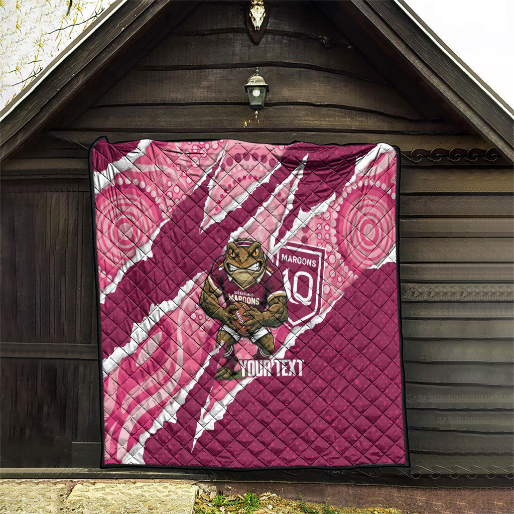 QLD Maroons Rugby Custom Quilt Go Cane Toads Sporty Aboriginal Art