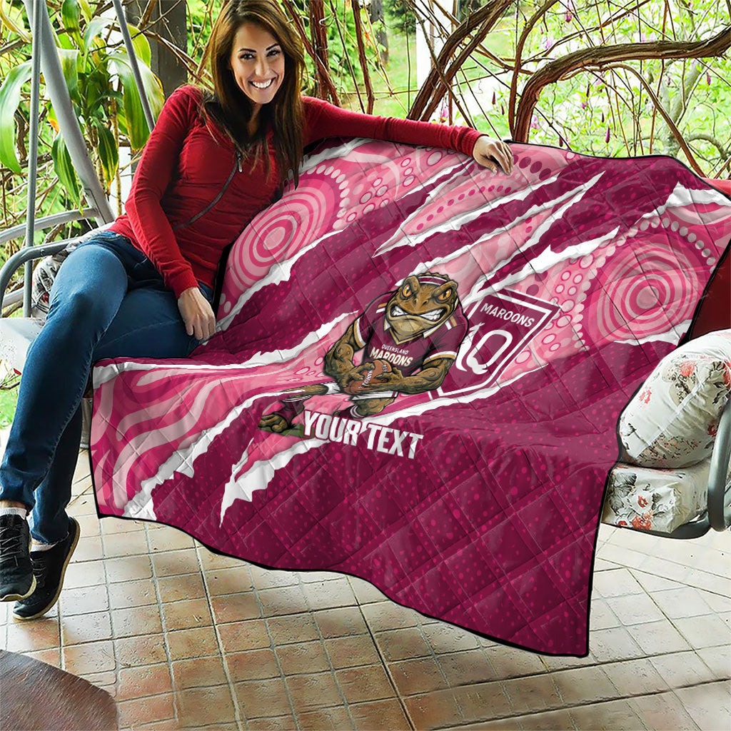 QLD Maroons Rugby Custom Quilt Go Cane Toads Sporty Aboriginal Art