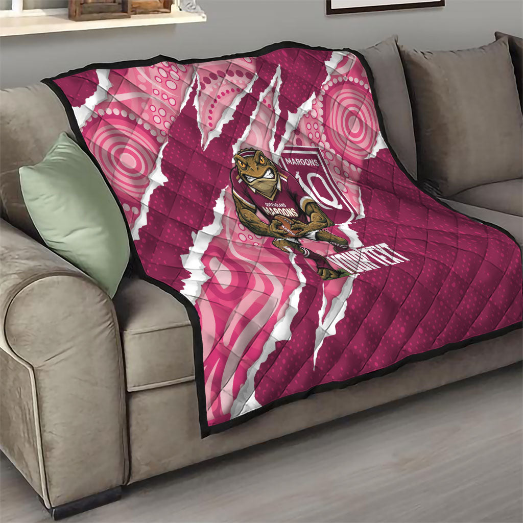 QLD Maroons Rugby Custom Quilt Go Cane Toads Sporty Aboriginal Art