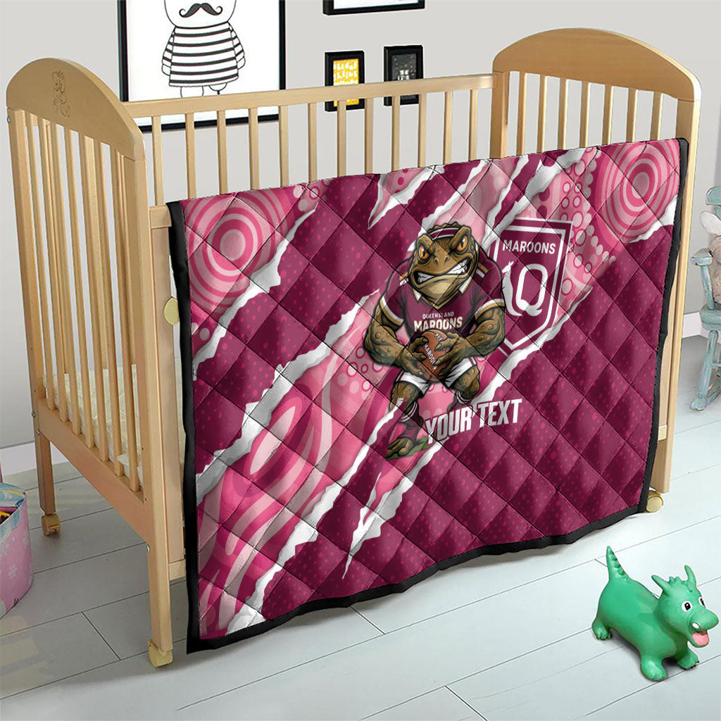 QLD Maroons Rugby Custom Quilt Go Cane Toads Sporty Aboriginal Art