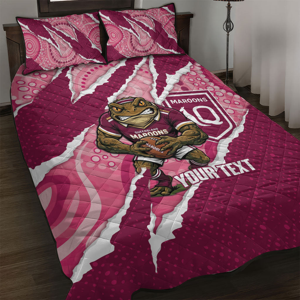 QLD Maroons Rugby Custom Quilt Bed Set Go Cane Toads Sporty Aboriginal Art