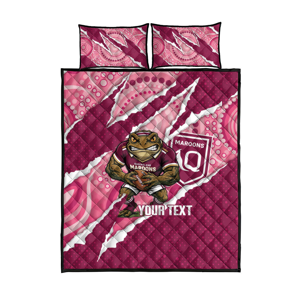 QLD Maroons Rugby Custom Quilt Bed Set Go Cane Toads Sporty Aboriginal Art