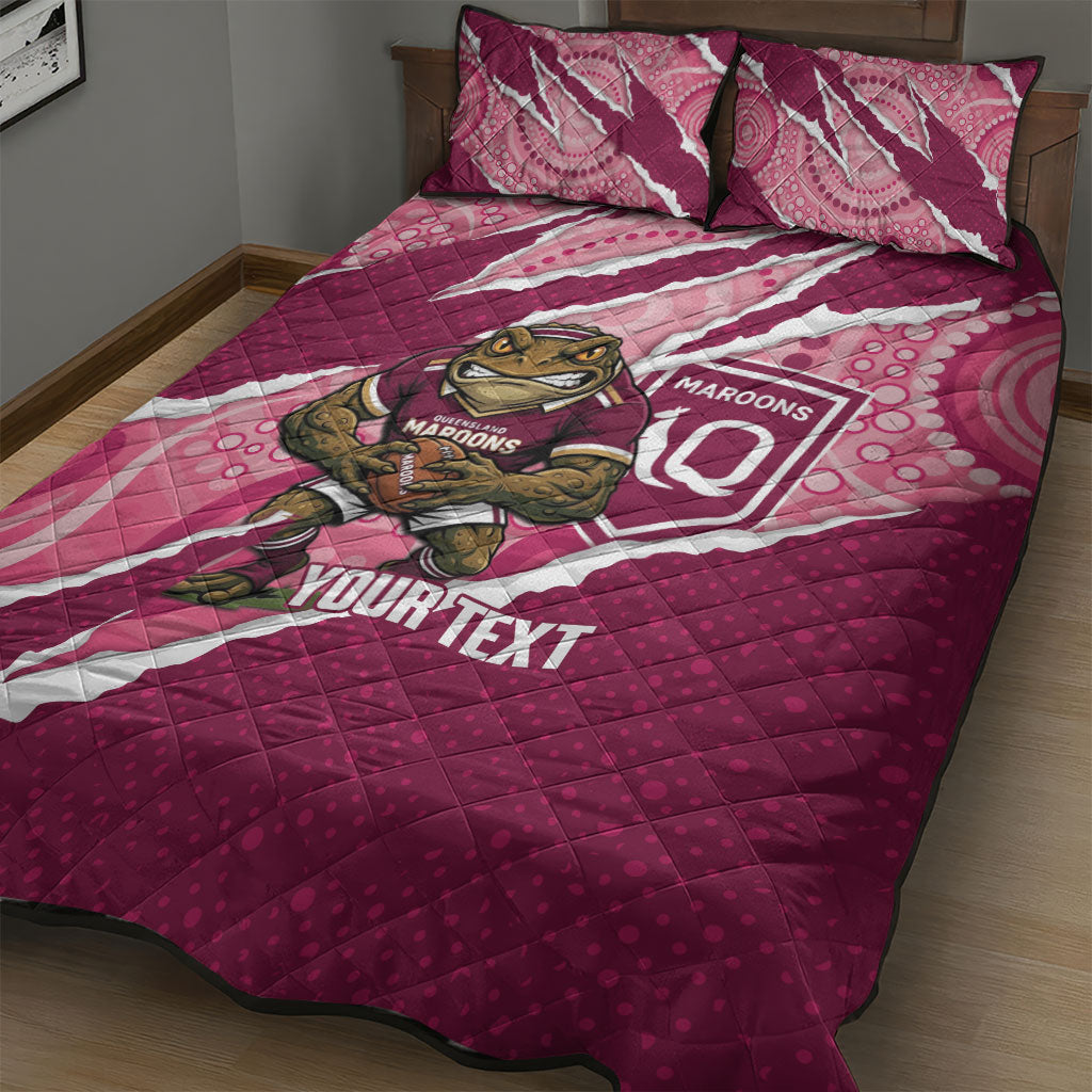 QLD Maroons Rugby Custom Quilt Bed Set Go Cane Toads Sporty Aboriginal Art