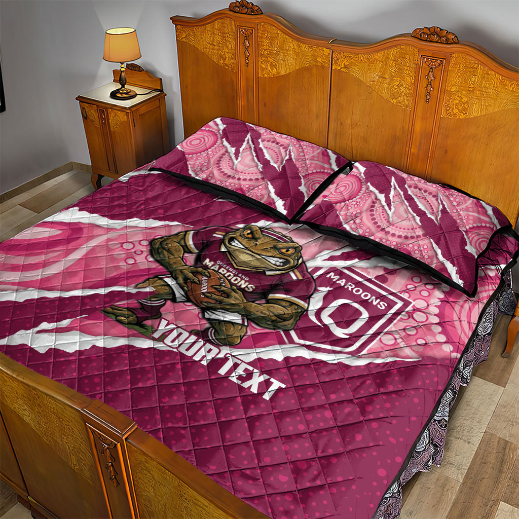 QLD Maroons Rugby Custom Quilt Bed Set Go Cane Toads Sporty Aboriginal Art