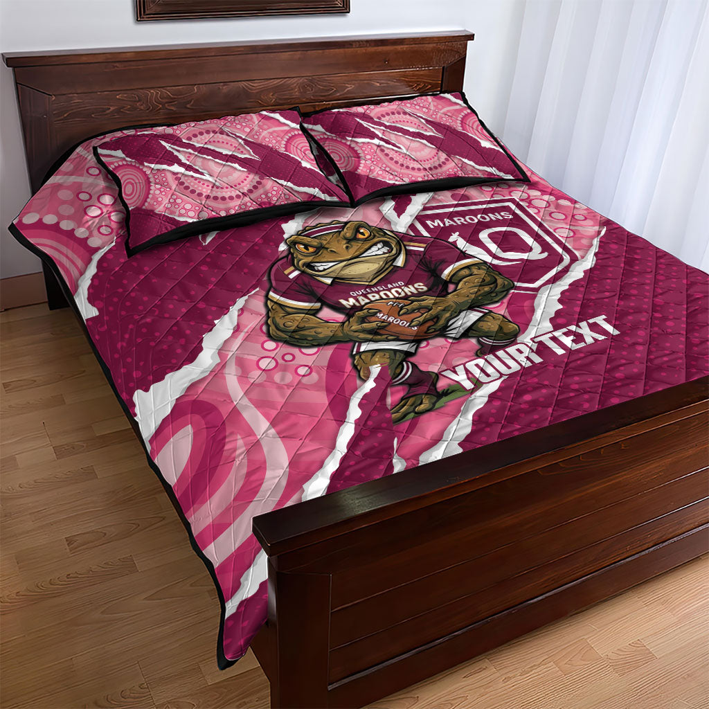 QLD Maroons Rugby Custom Quilt Bed Set Go Cane Toads Sporty Aboriginal Art