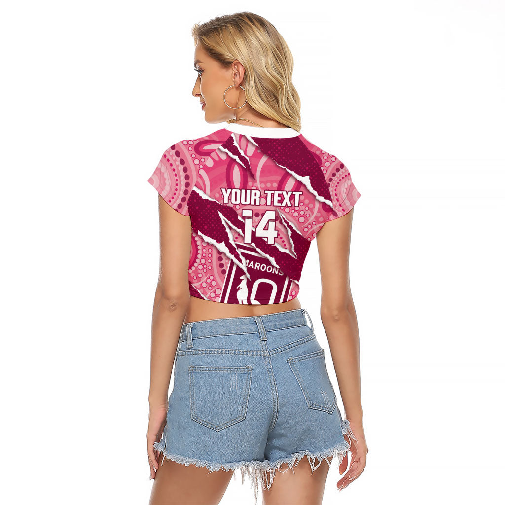 QLD Maroons Rugby Custom Raglan Cropped T Shirt Go Cane Toads Sporty Aboriginal Art