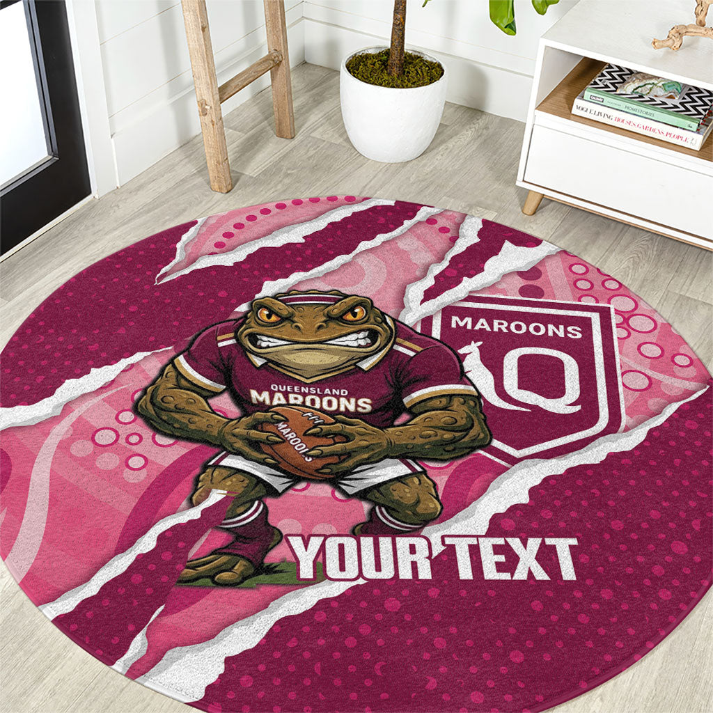 QLD Maroons Rugby Custom Round Carpet Go Cane Toads Sporty Aboriginal Art