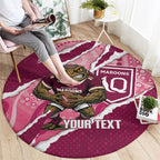 QLD Maroons Rugby Custom Round Carpet Go Cane Toads Sporty Aboriginal Art