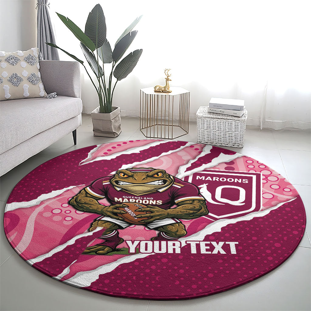 QLD Maroons Rugby Custom Round Carpet Go Cane Toads Sporty Aboriginal Art