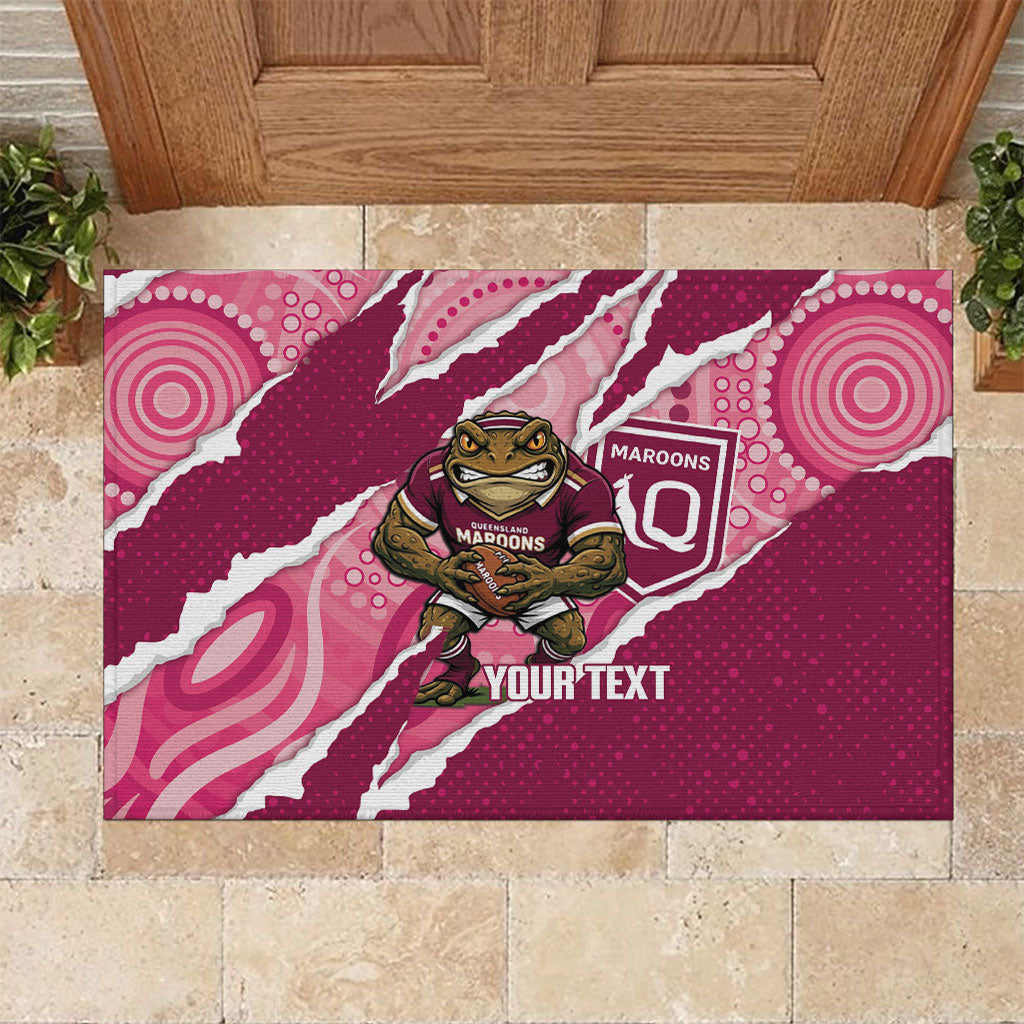 QLD Maroons Rugby Custom Rubber Doormat Go Cane Toads Sporty Aboriginal Art