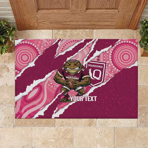 QLD Maroons Rugby Custom Rubber Doormat Go Cane Toads Sporty Aboriginal Art