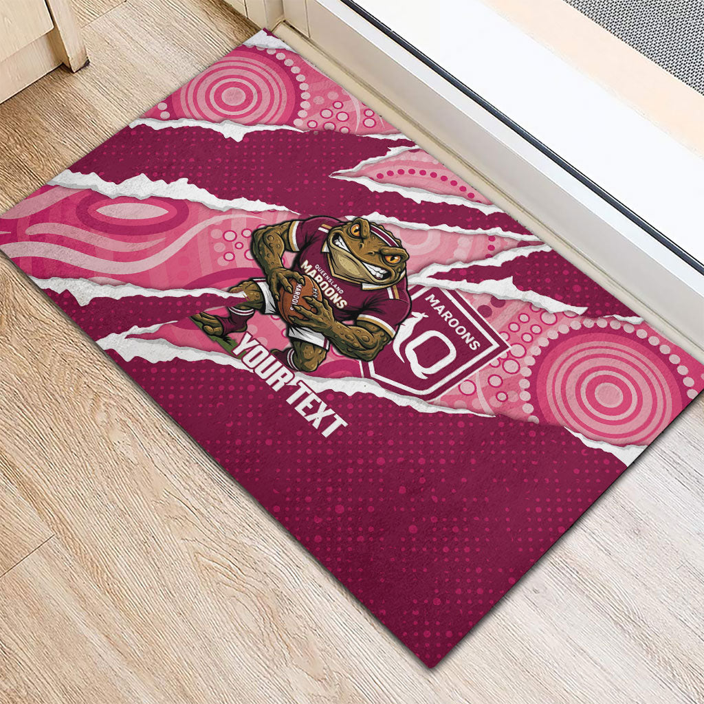 QLD Maroons Rugby Custom Rubber Doormat Go Cane Toads Sporty Aboriginal Art
