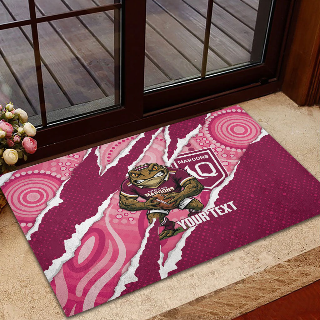 QLD Maroons Rugby Custom Rubber Doormat Go Cane Toads Sporty Aboriginal Art