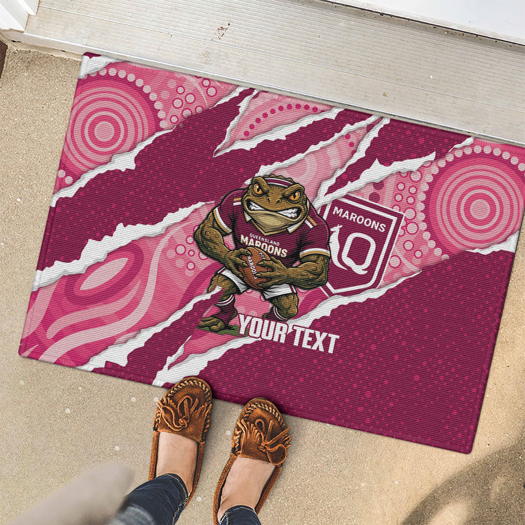QLD Maroons Rugby Custom Rubber Doormat Go Cane Toads Sporty Aboriginal Art