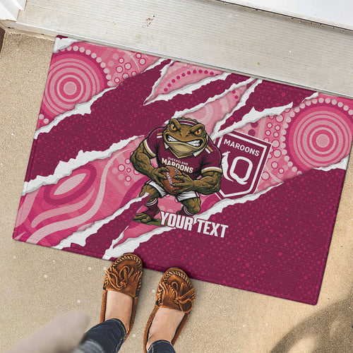 QLD Maroons Rugby Custom Rubber Doormat Go Cane Toads Sporty Aboriginal Art