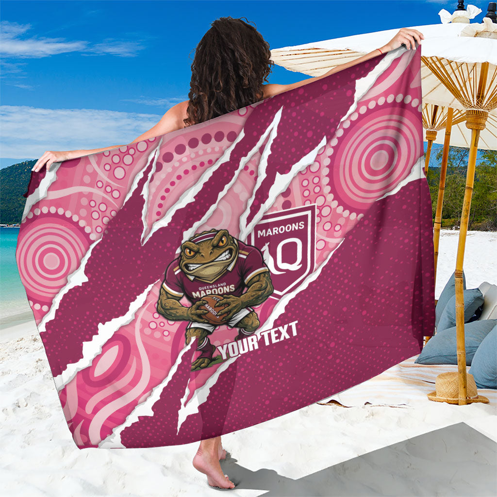 QLD Maroons Rugby Custom Sarong Go Cane Toads Sporty Aboriginal Art
