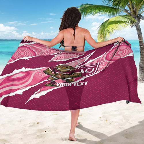 QLD Maroons Rugby Custom Sarong Go Cane Toads Sporty Aboriginal Art
