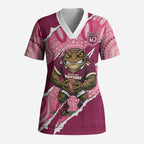 QLD Maroons Rugby Custom Scrub Top Go Cane Toads Sporty Aboriginal Art