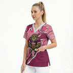 QLD Maroons Rugby Custom Scrub Top Go Cane Toads Sporty Aboriginal Art